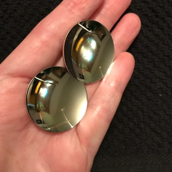 Vintage 80's Button Enamel Earrings Retro - Picture 5 of 8